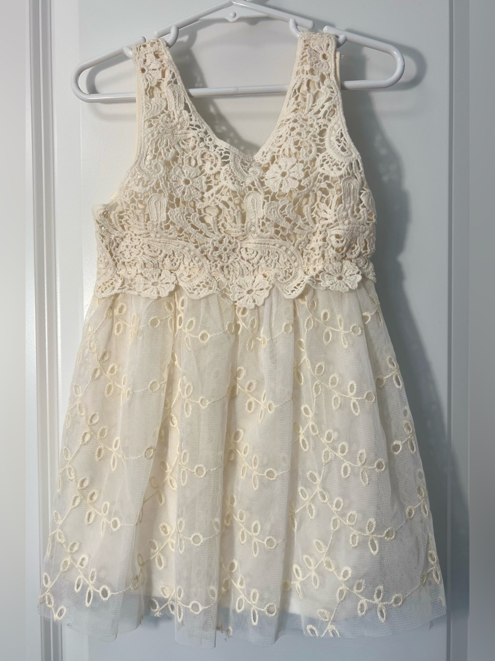 Knitworks Cream Lace Floral Overlay Girls' Dress
